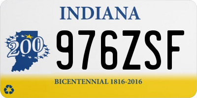 IN license plate 976ZSF