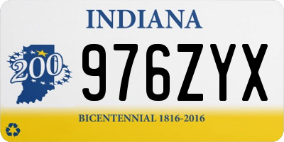 IN license plate 976ZYX