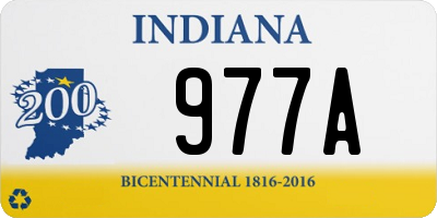 IN license plate 977A