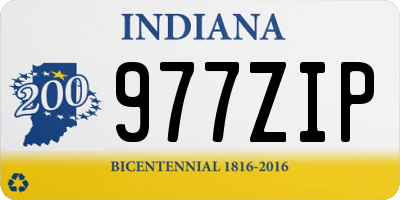 IN license plate 977ZIP
