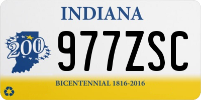 IN license plate 977ZSC