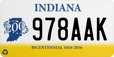 IN license plate 978AAK