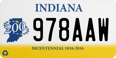IN license plate 978AAW