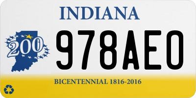 IN license plate 978AEO