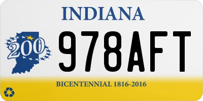 IN license plate 978AFT