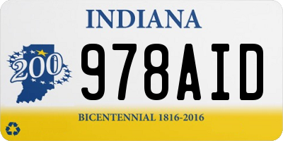 IN license plate 978AID