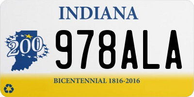 IN license plate 978ALA