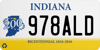 IN license plate 978ALD