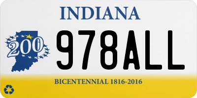 IN license plate 978ALL