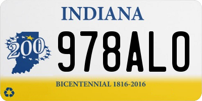 IN license plate 978ALO