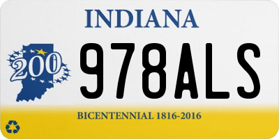 IN license plate 978ALS