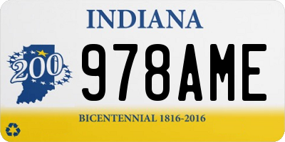 IN license plate 978AME
