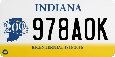 IN license plate 978AOK