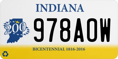 IN license plate 978AOW