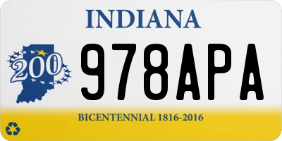 IN license plate 978APA