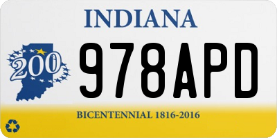 IN license plate 978APD