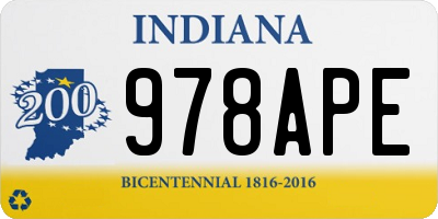 IN license plate 978APE