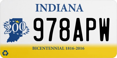 IN license plate 978APW