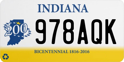 IN license plate 978AQK