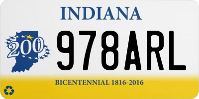 IN license plate 978ARL