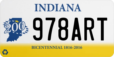 IN license plate 978ART