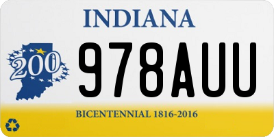 IN license plate 978AUU