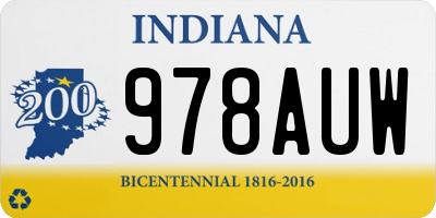 IN license plate 978AUW