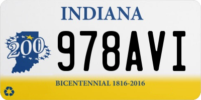 IN license plate 978AVI