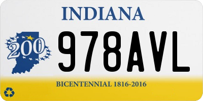 IN license plate 978AVL