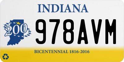 IN license plate 978AVM