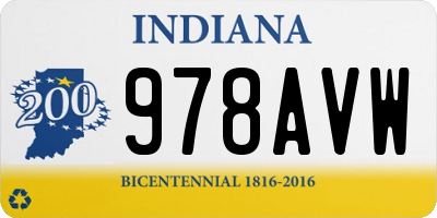 IN license plate 978AVW