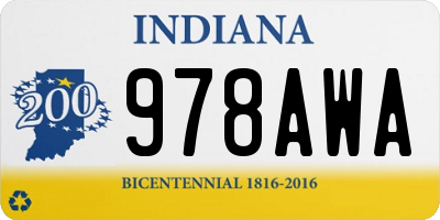 IN license plate 978AWA