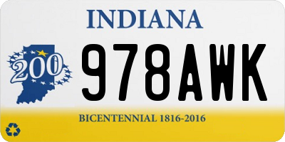 IN license plate 978AWK