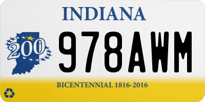 IN license plate 978AWM