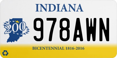 IN license plate 978AWN