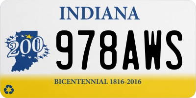 IN license plate 978AWS