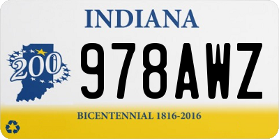 IN license plate 978AWZ