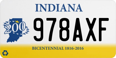 IN license plate 978AXF