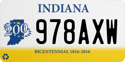 IN license plate 978AXW