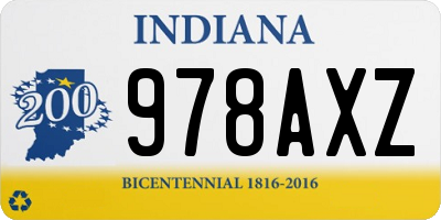 IN license plate 978AXZ