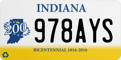 IN license plate 978AYS