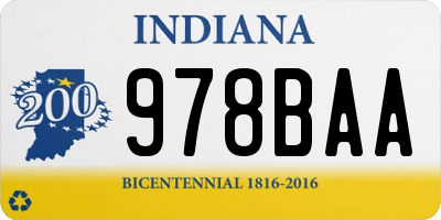 IN license plate 978BAA