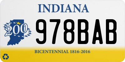 IN license plate 978BAB