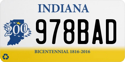 IN license plate 978BAD