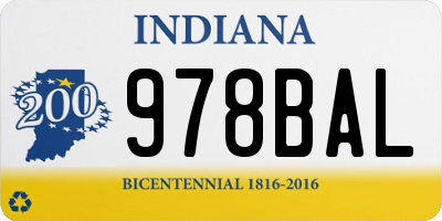 IN license plate 978BAL