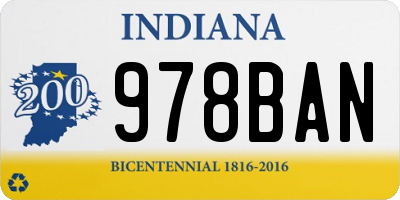 IN license plate 978BAN