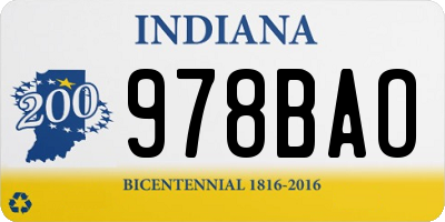 IN license plate 978BAO