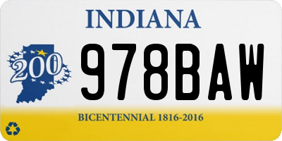 IN license plate 978BAW