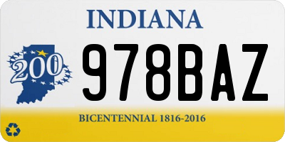 IN license plate 978BAZ