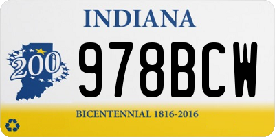 IN license plate 978BCW